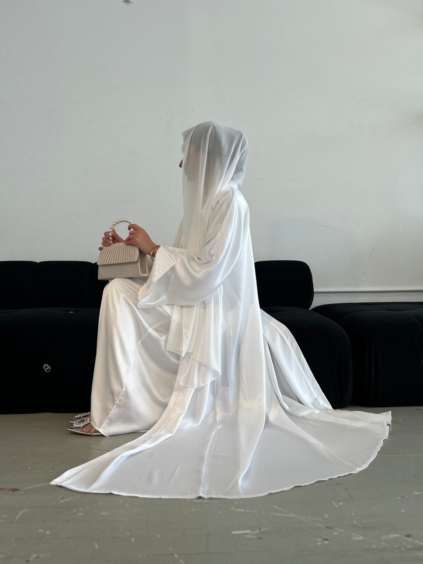 NOOR ABAYA in Pearl White