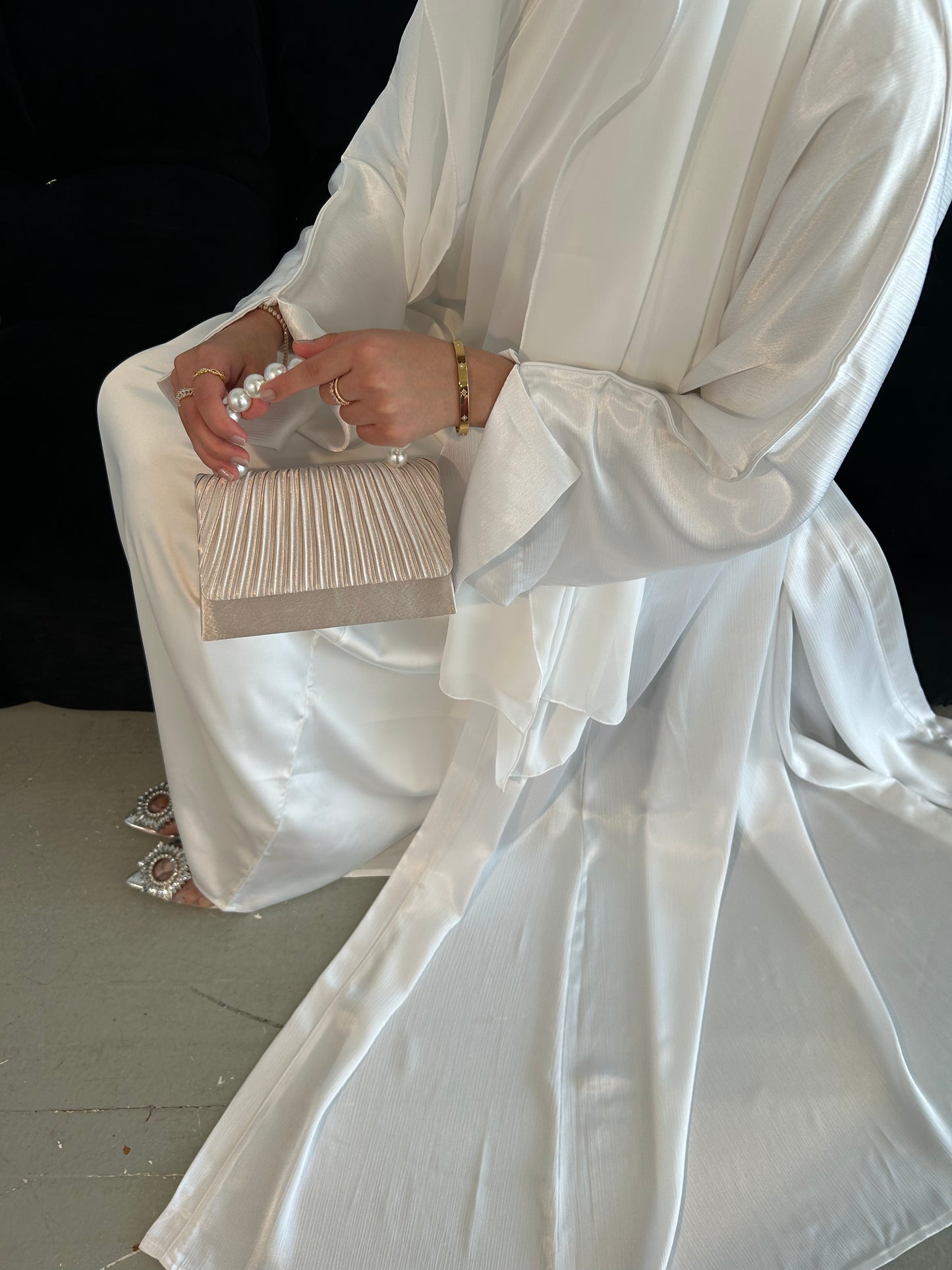 NOOR ABAYA in Pearl White